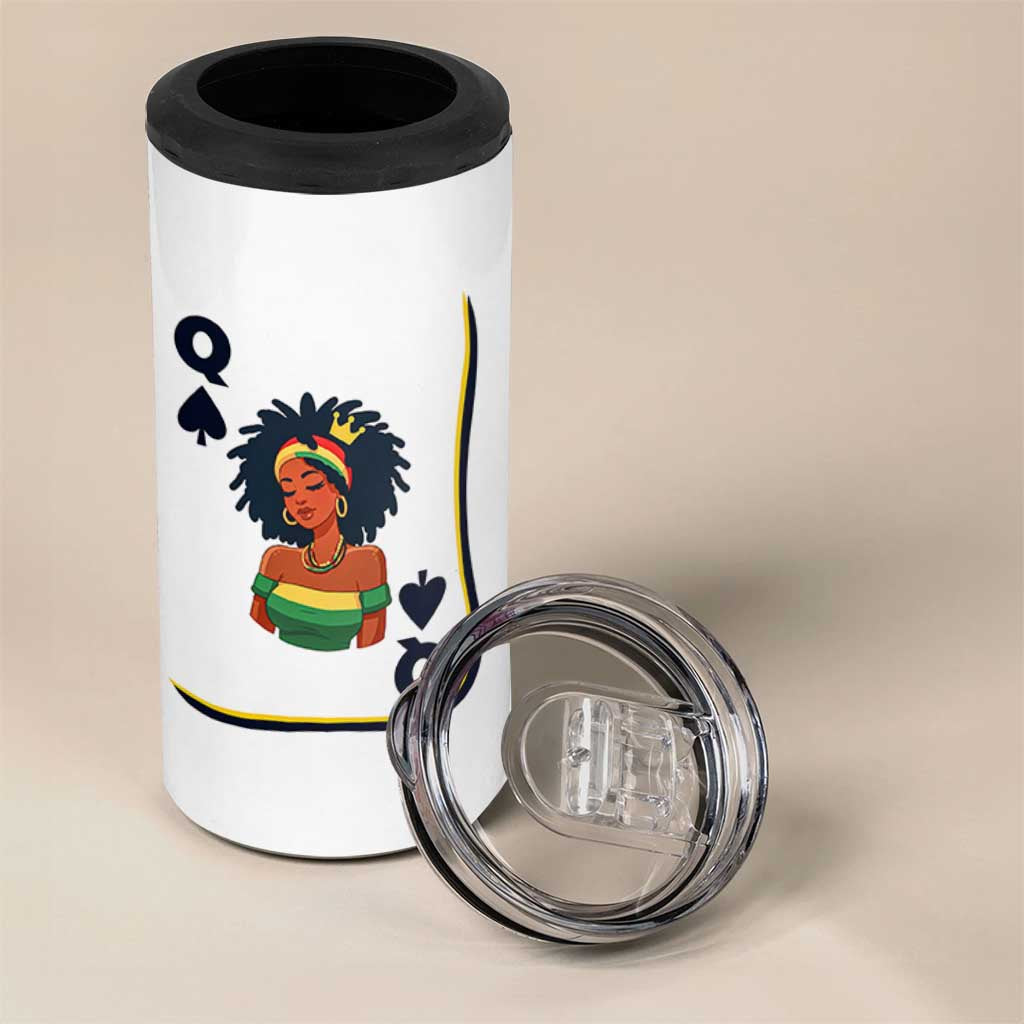 Queen Of Spades Black Girl 4 in 1 Can Cooler Tumbler African American Women Pride - Wonder Print Shop