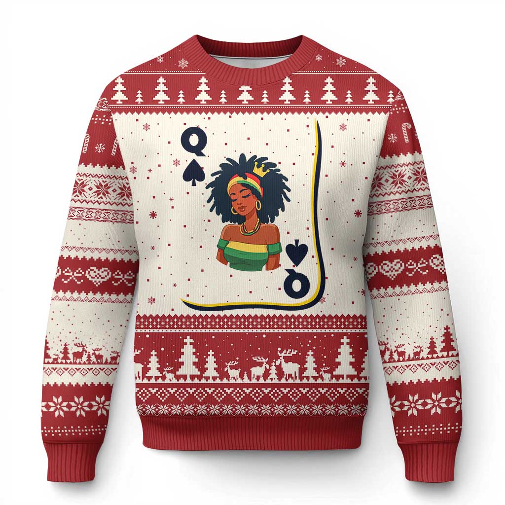 Queen Of Spades Black Girl Ugly Christmas Sweater African American Women Pride - Wonder Print Shop