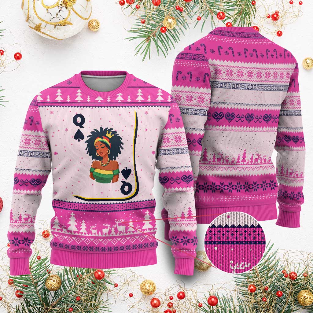 Queen Of Spades Black Girl Ugly Christmas Sweater African American Women Pride - Wonder Print Shop