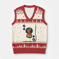 Queen Of Spades Black Girl V-Neck Knit Sweater Vest African American Women Pride - Wonder Print Shop
