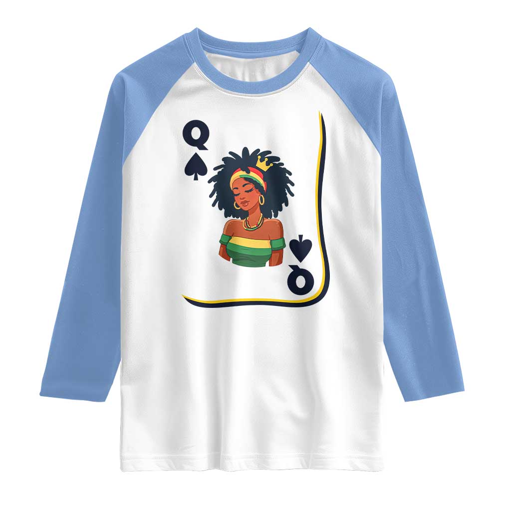 Queen Of Spades Black Girl Raglan Shirt African American Women Pride - Wonder Print Shop