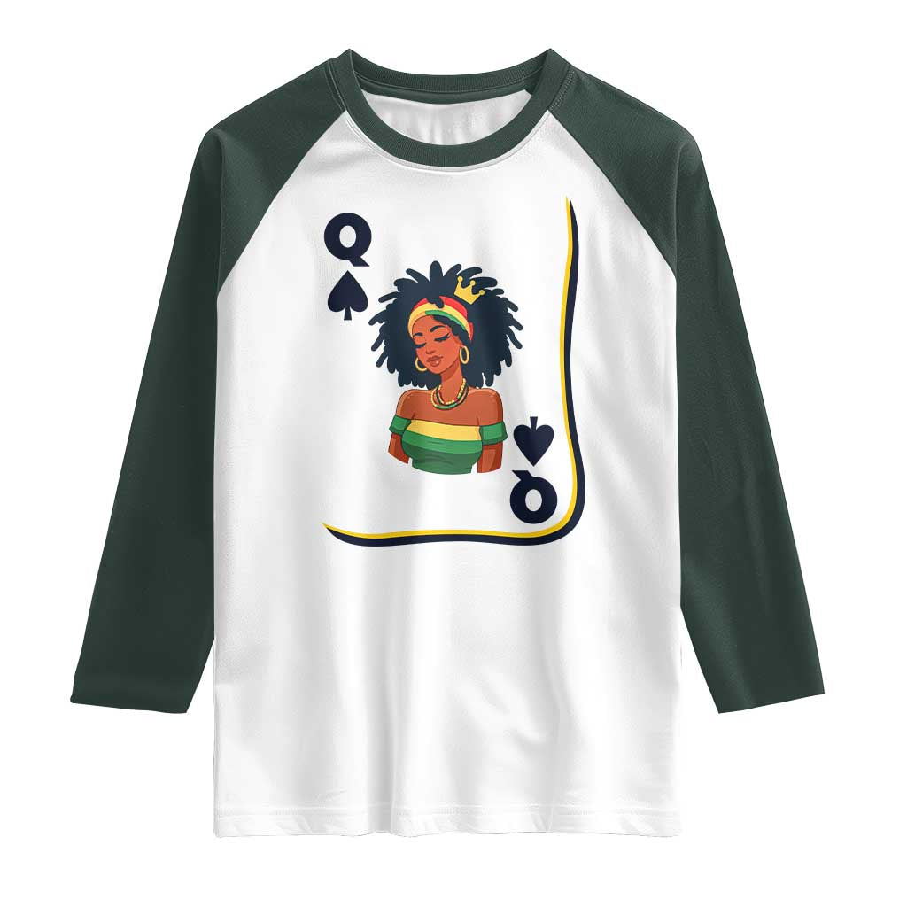 Queen Of Spades Black Girl Raglan Shirt African American Women Pride - Wonder Print Shop