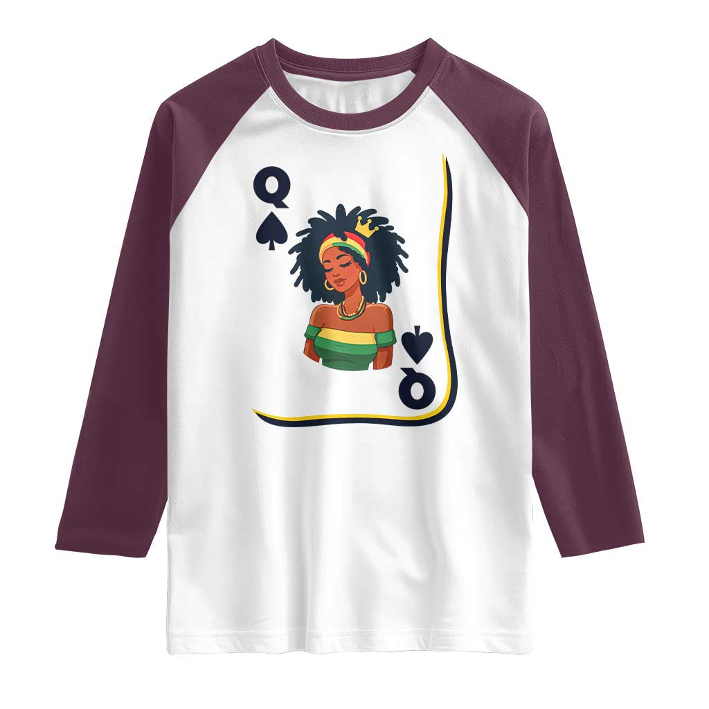 Queen Of Spades Black Girl Raglan Shirt African American Women Pride - Wonder Print Shop