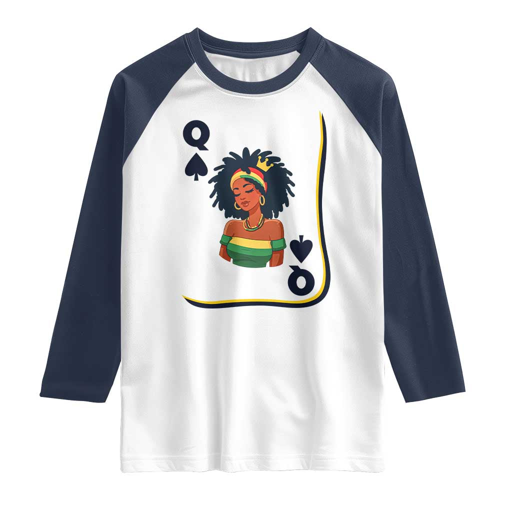 Queen Of Spades Black Girl Raglan Shirt African American Women Pride - Wonder Print Shop
