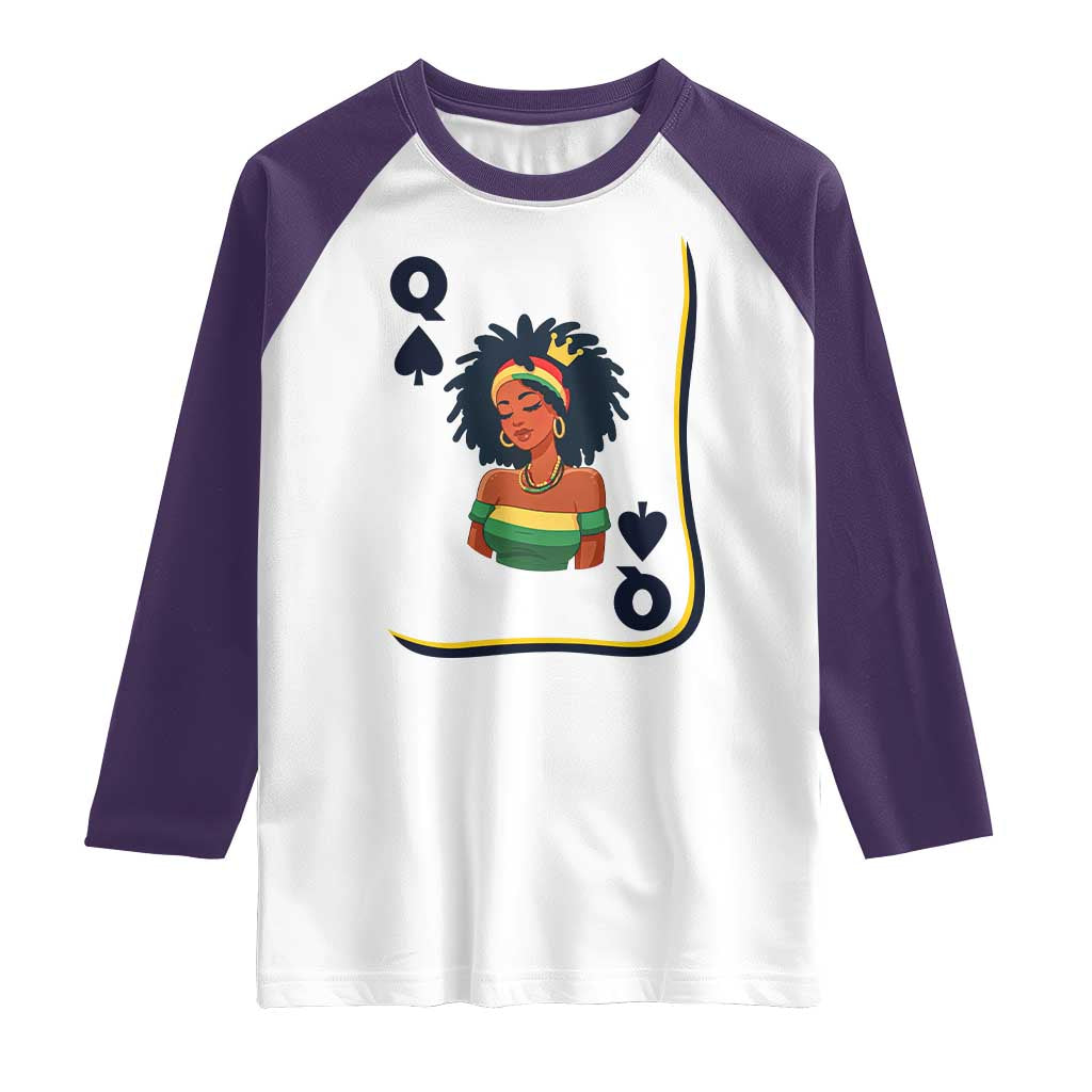 Queen Of Spades Black Girl Raglan Shirt African American Women Pride - Wonder Print Shop