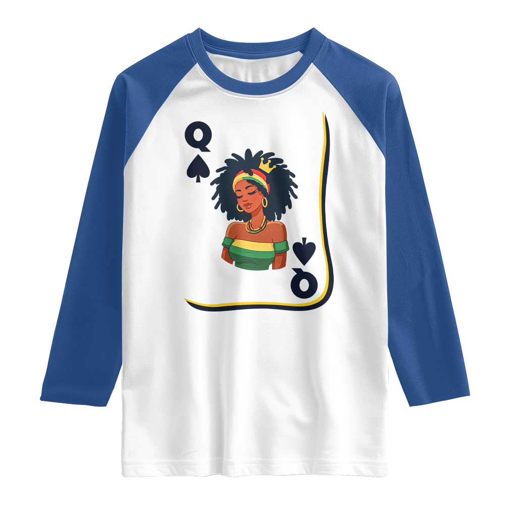 Queen Of Spades Black Girl Raglan Shirt African American Women Pride - Wonder Print Shop