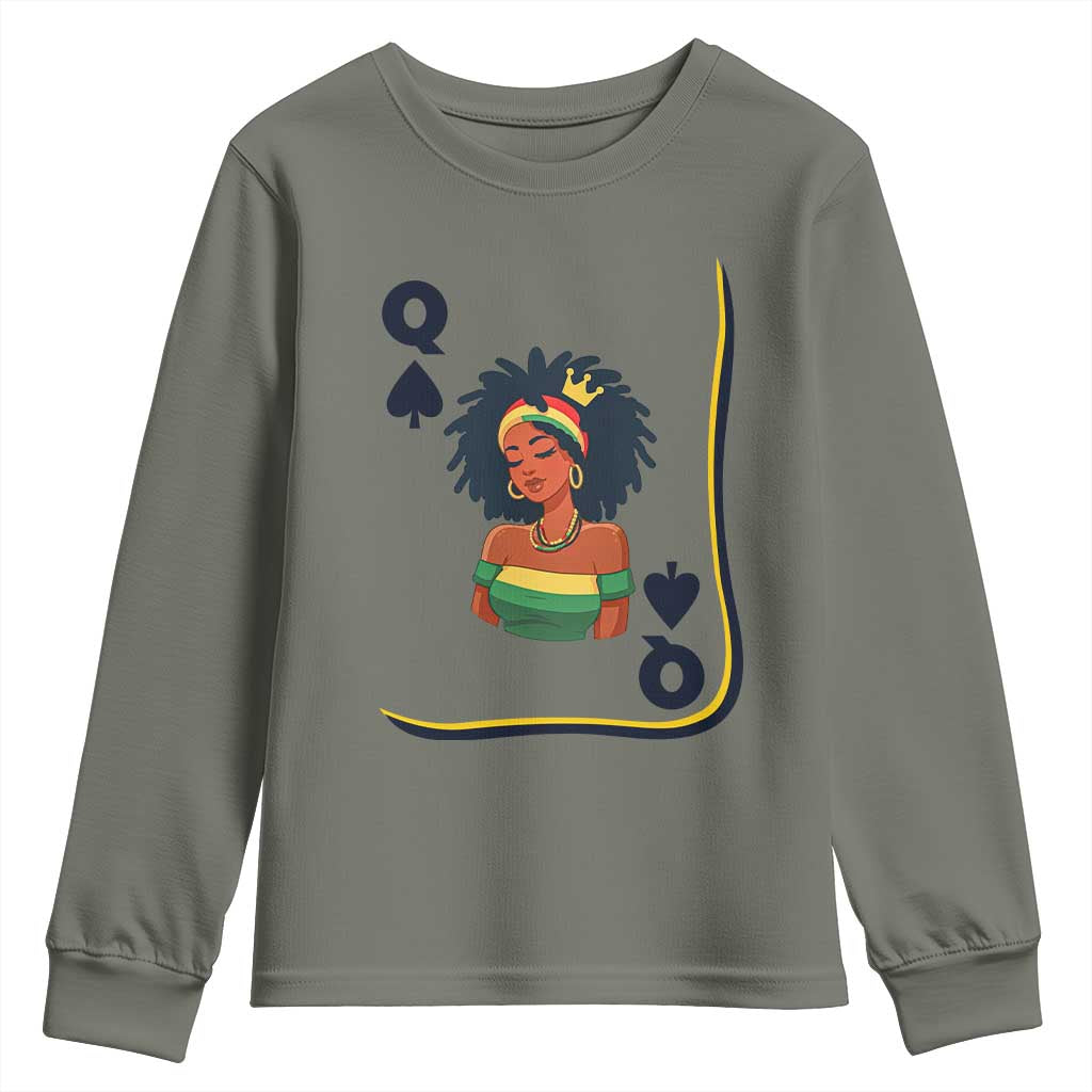 Queen Of Spades Black Girl Youth Sweatshirt African American Women Pride - Wonder Print Shop