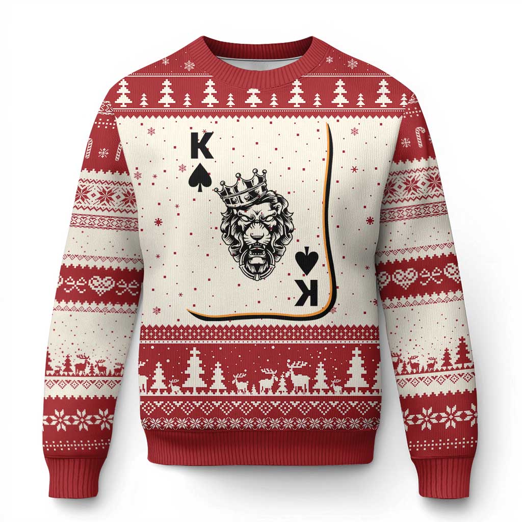 Black King Lion Ugly Christmas Sweater African American Black History Month Gift - Wonder Print Shop