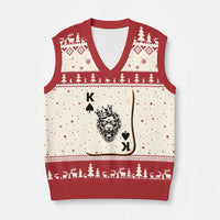 Black King Lion V-Neck Knit Sweater Vest African American Black History Month Gift - Wonder Print Shop