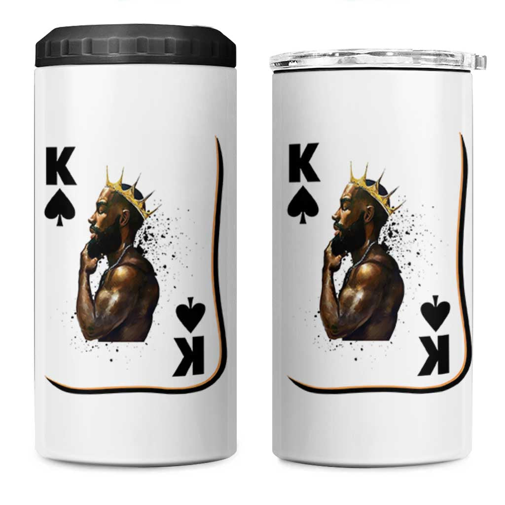 King Of Spades Black Man 4 in 1 Can Cooler Tumbler African American Men Pride - Wonder Print Shop