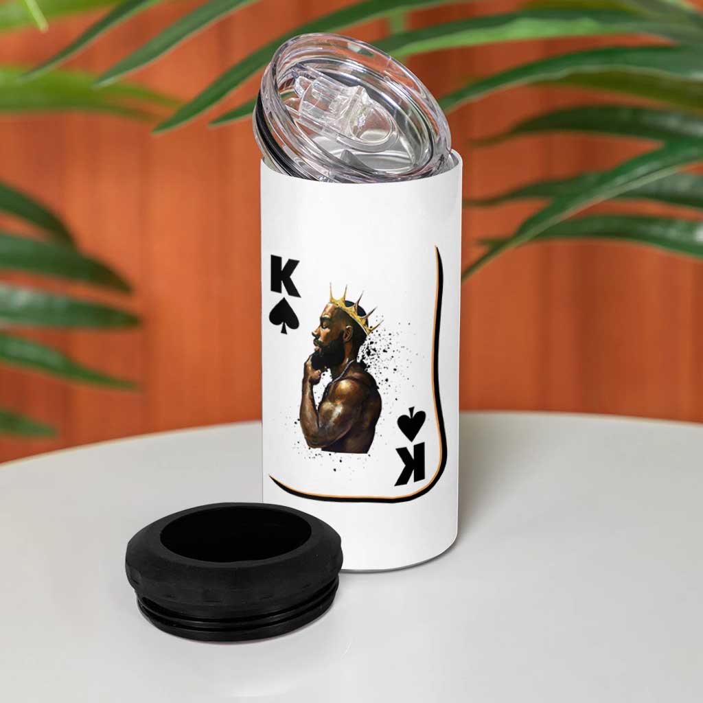 King Of Spades Black Man 4 in 1 Can Cooler Tumbler African American Men Pride - Wonder Print Shop