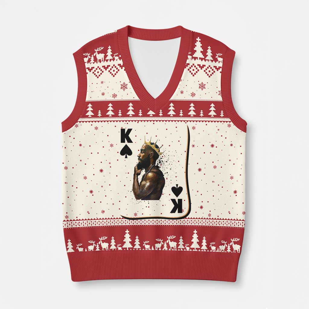 King Of Spades Black Man V-Neck Knit Sweater Vest African American Men Pride - Wonder Print Shop