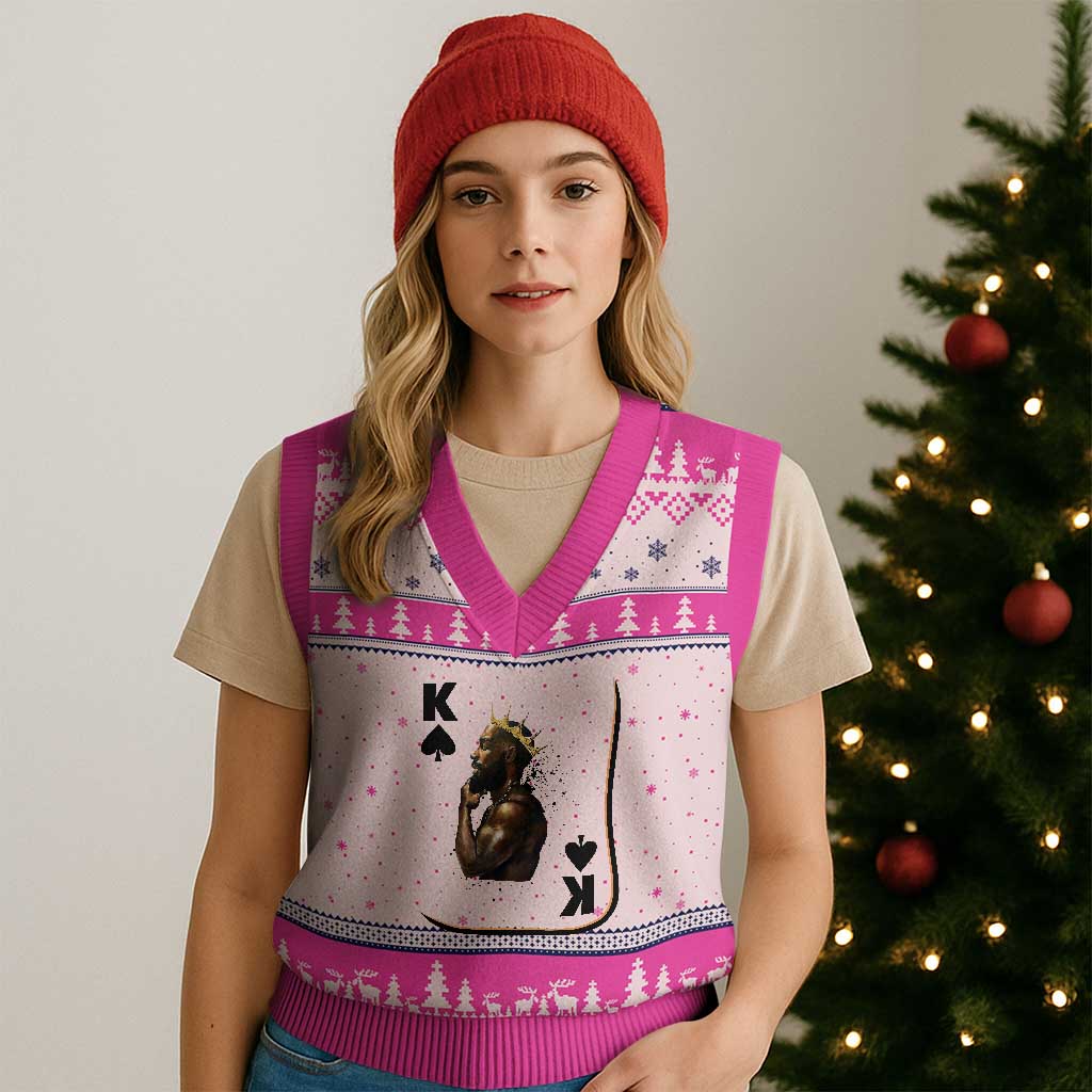 King Of Spades Black Man V-Neck Knit Sweater Vest African American Men Pride - Wonder Print Shop