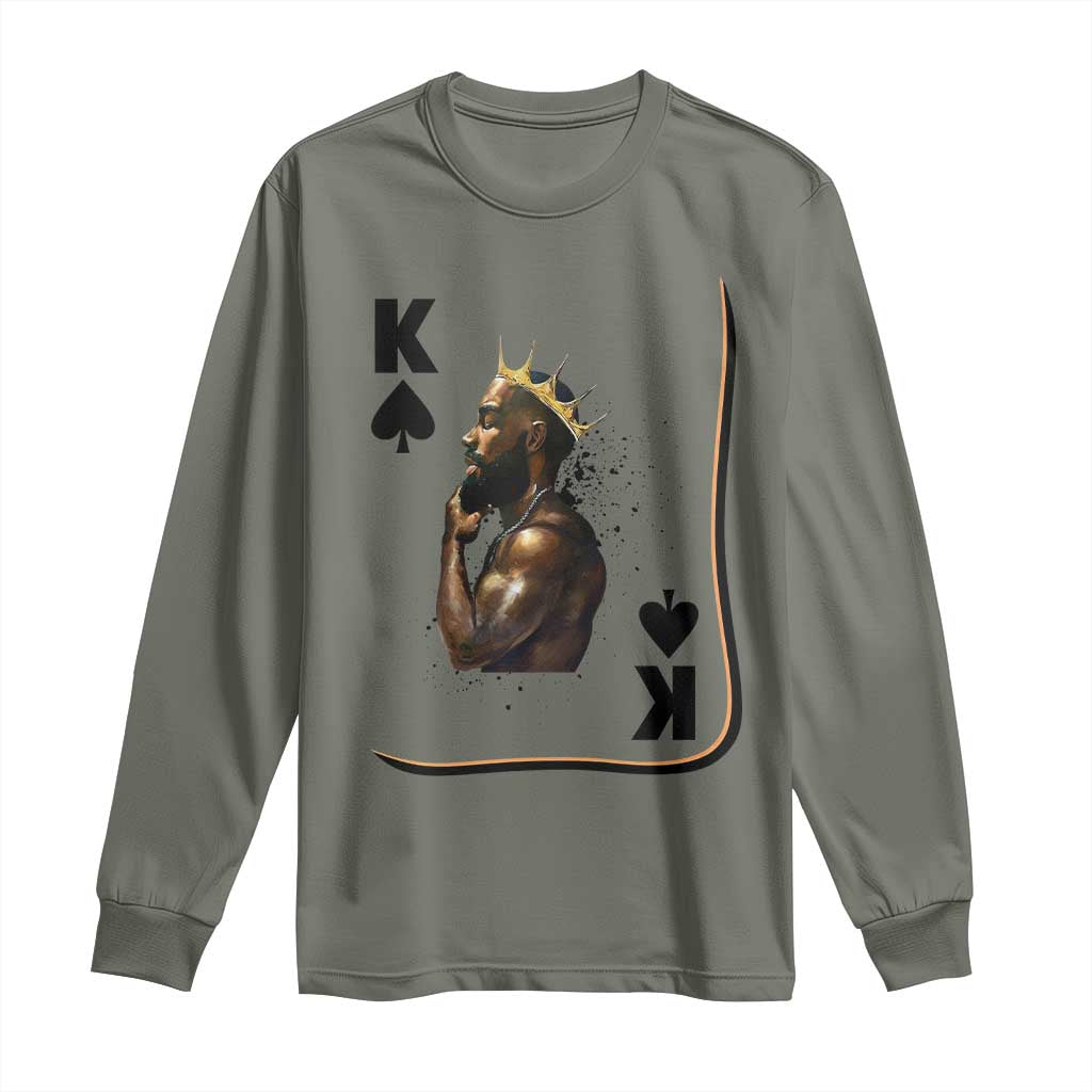 King Of Spades Black Man Long Sleeve Shirt African American Men Pride - Wonder Print Shop