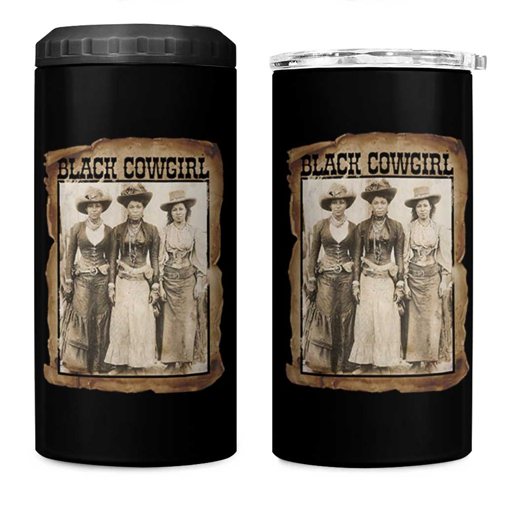 Black Cowgirl Pride 4 in 1 Can Cooler Tumbler Western Black History Month Gift - Wonder Print Shop