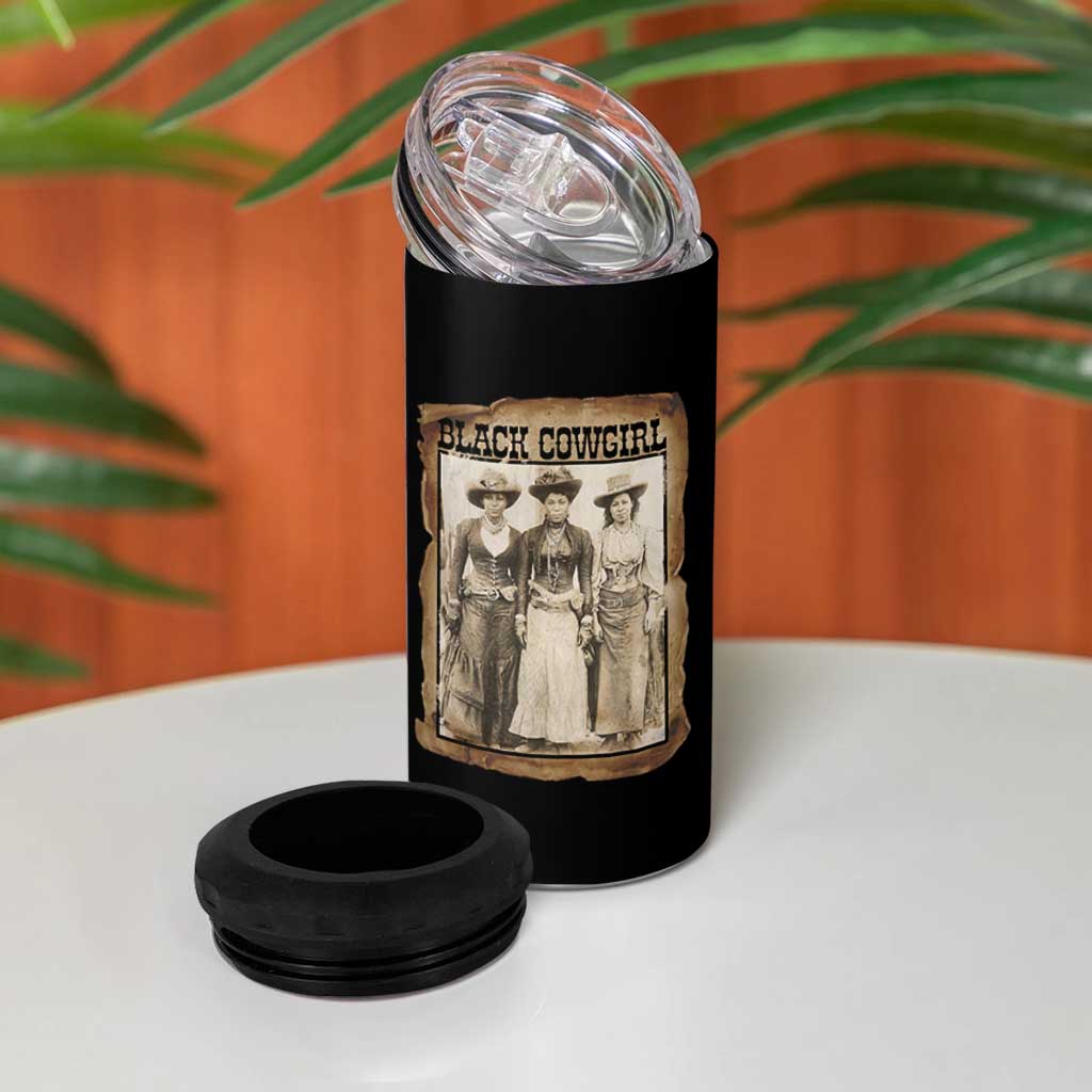 Black Cowgirl Pride 4 in 1 Can Cooler Tumbler Western Black History Month Gift - Wonder Print Shop