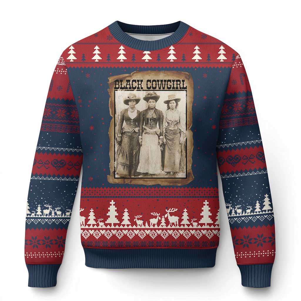 Black Cowgirl Pride Ugly Christmas Sweater Western Black History Month Gift - Wonder Print Shop