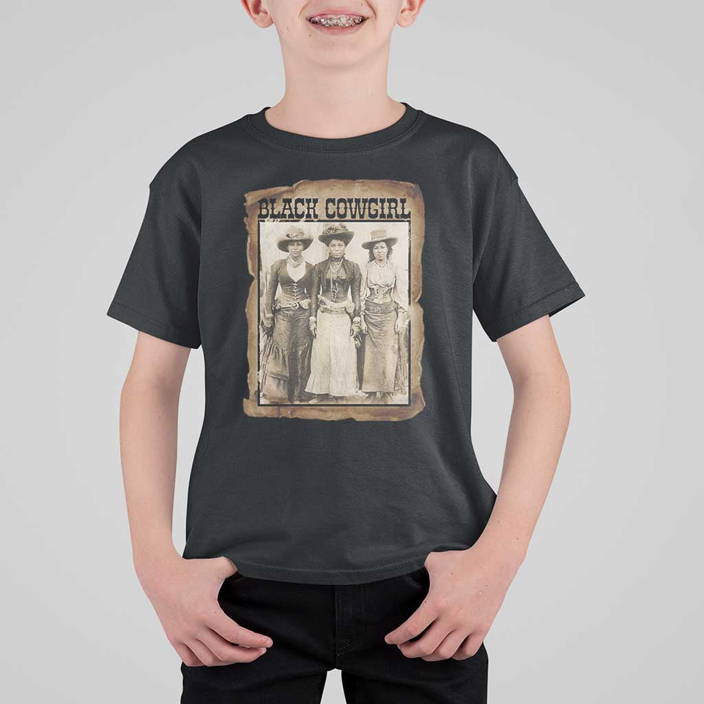 Black Cowgirl Pride T Shirt For Kid Western Black History Month Gift - Wonder Print Shop