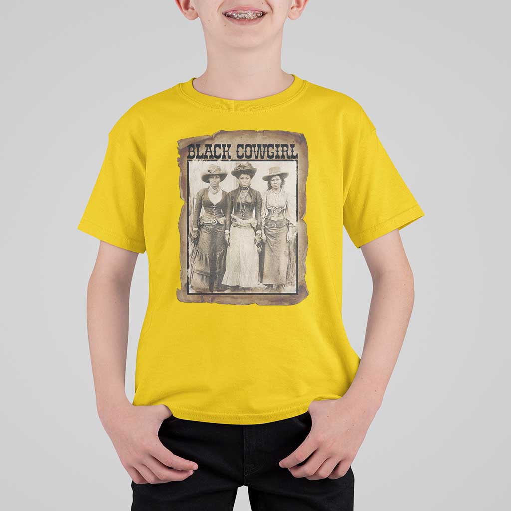 Black Cowgirl Pride T Shirt For Kid Western Black History Month Gift - Wonder Print Shop
