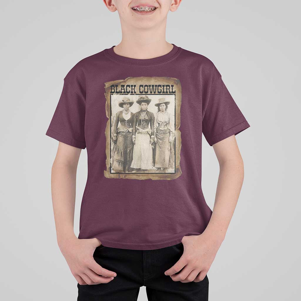 Black Cowgirl Pride T Shirt For Kid Western Black History Month Gift - Wonder Print Shop