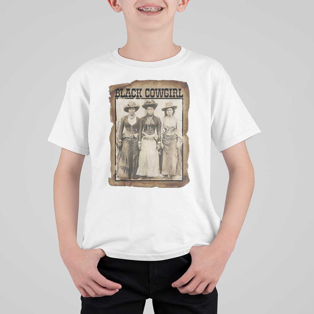 Black Cowgirl Pride T Shirt For Kid Western Black History Month Gift - Wonder Print Shop