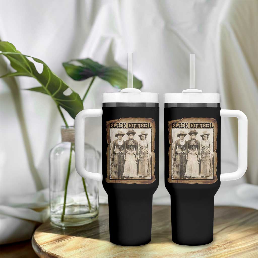 Black Cowgirl Pride Tumbler With Handle Western Black History Month Gift - Wonder Print Shop