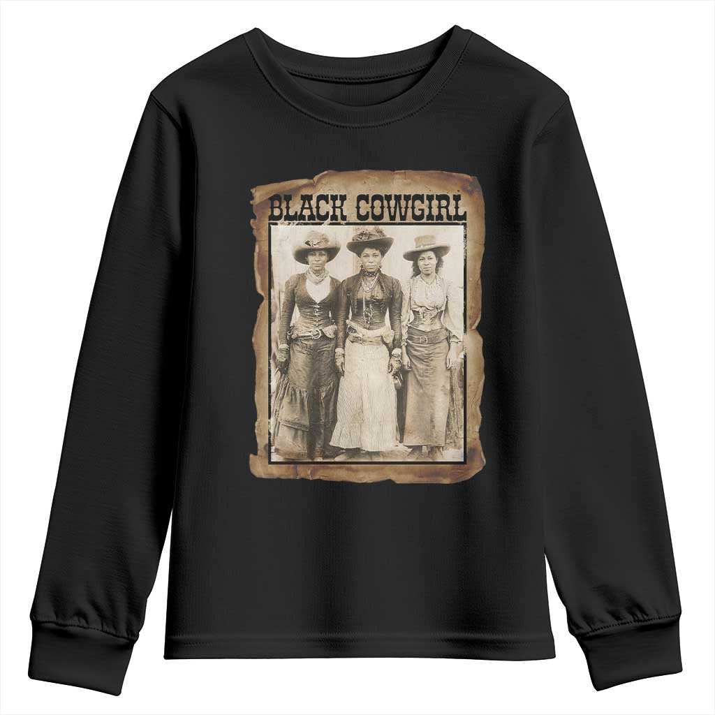 Black Cowgirl Pride Youth Sweatshirt Western Black History Month Gift - Wonder Print Shop