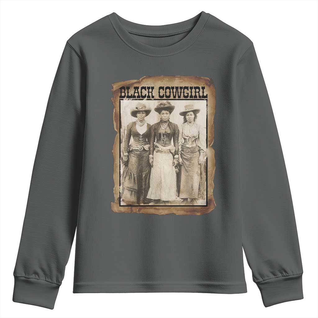 Black Cowgirl Pride Youth Sweatshirt Western Black History Month Gift - Wonder Print Shop