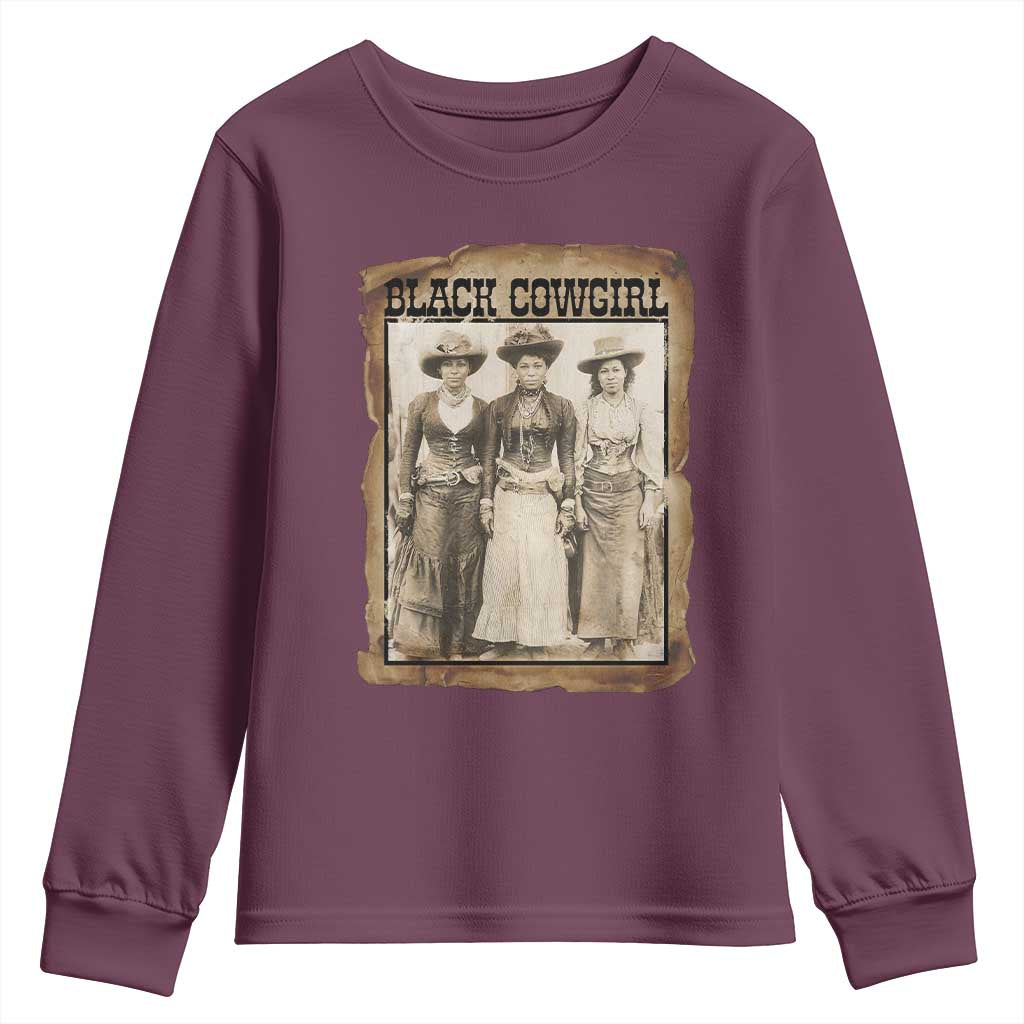 Black Cowgirl Pride Youth Sweatshirt Western Black History Month Gift - Wonder Print Shop