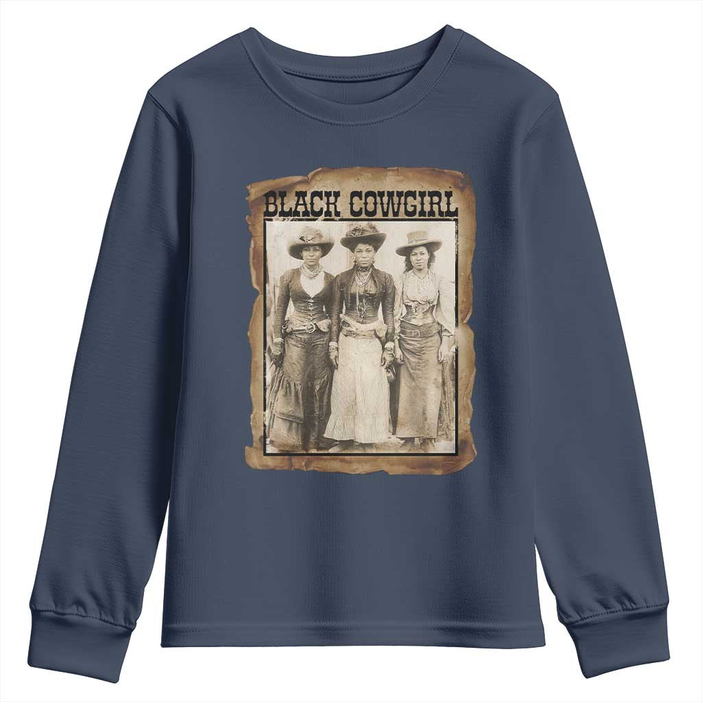 Black Cowgirl Pride Youth Sweatshirt Western Black History Month Gift - Wonder Print Shop