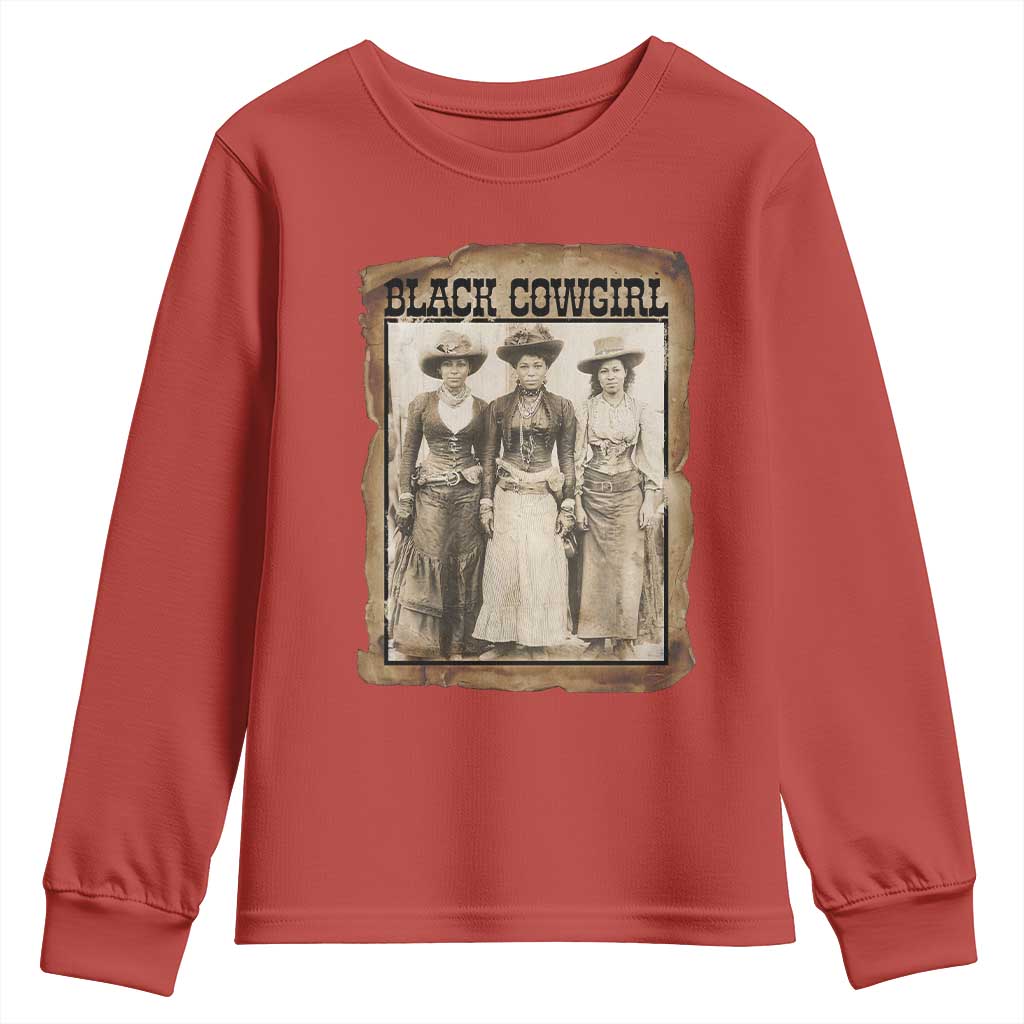 Black Cowgirl Pride Youth Sweatshirt Western Black History Month Gift - Wonder Print Shop