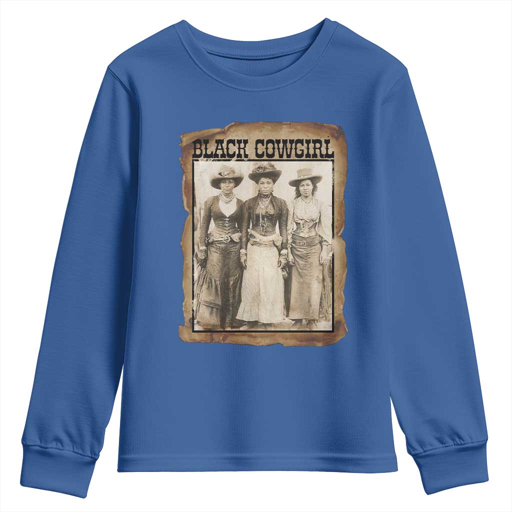 Black Cowgirl Pride Youth Sweatshirt Western Black History Month Gift - Wonder Print Shop