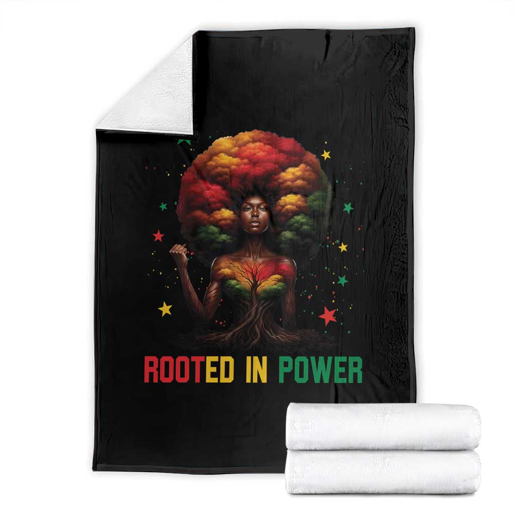Melanin Queen Rooted In Power Throw Blanket African American Afro Tree Of Life - Wonder Print Shop
