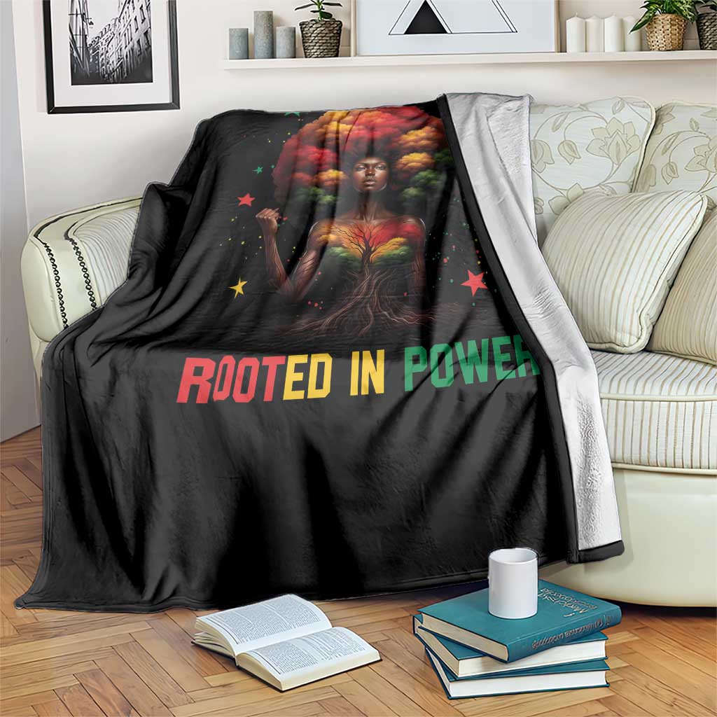 Melanin Queen Rooted In Power Throw Blanket African American Afro Tree Of Life - Wonder Print Shop