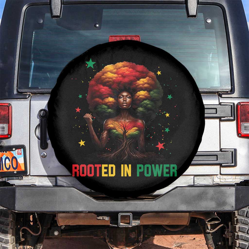 Melanin Queen Rooted In Power Spare Tire Cover African American Afro Tree Of Life - Wonder Print Shop