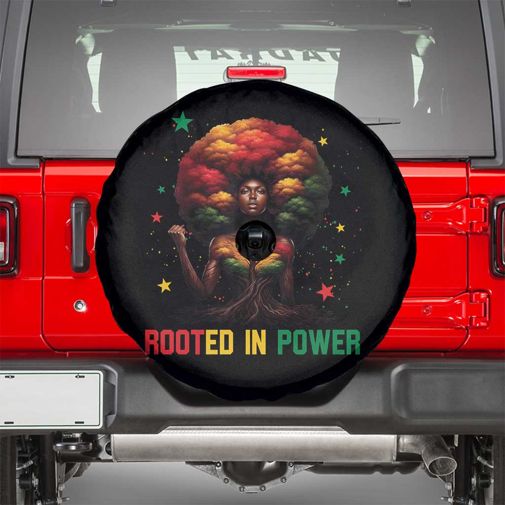 Melanin Queen Rooted In Power Spare Tire Cover African American Afro Tree Of Life - Wonder Print Shop