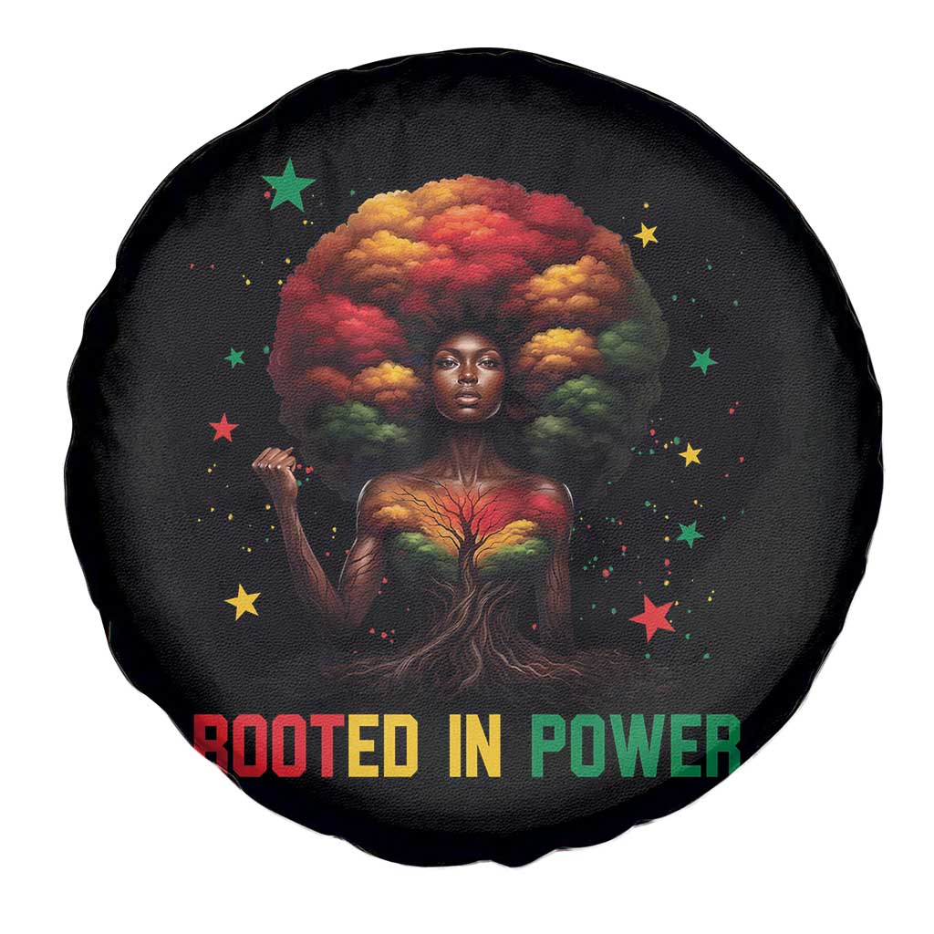 Melanin Queen Rooted In Power Spare Tire Cover African American Afro Tree Of Life - Wonder Print Shop