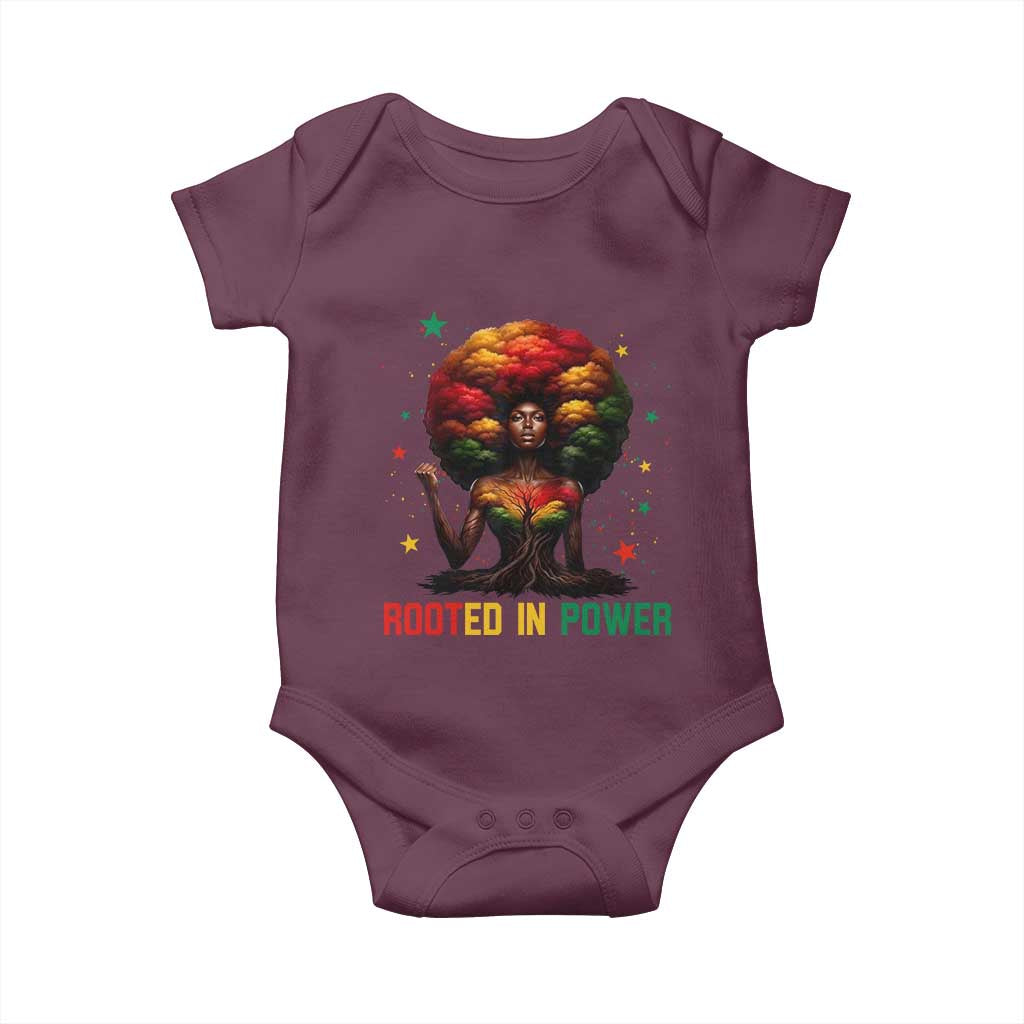 Melanin Queen Rooted In Power Baby Onesie African American Afro Tree Of Life - Wonder Print Shop