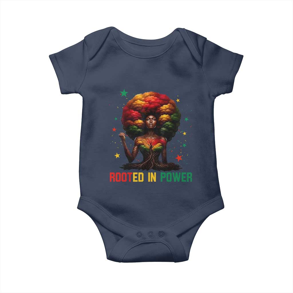 Melanin Queen Rooted In Power Baby Onesie African American Afro Tree Of Life - Wonder Print Shop