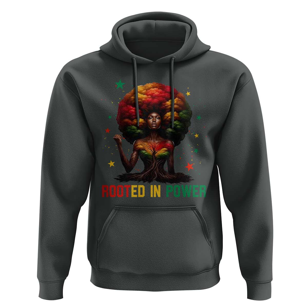 Melanin Queen Rooted In Power Hoodie African American Afro Tree Of Life - Wonder Print Shop