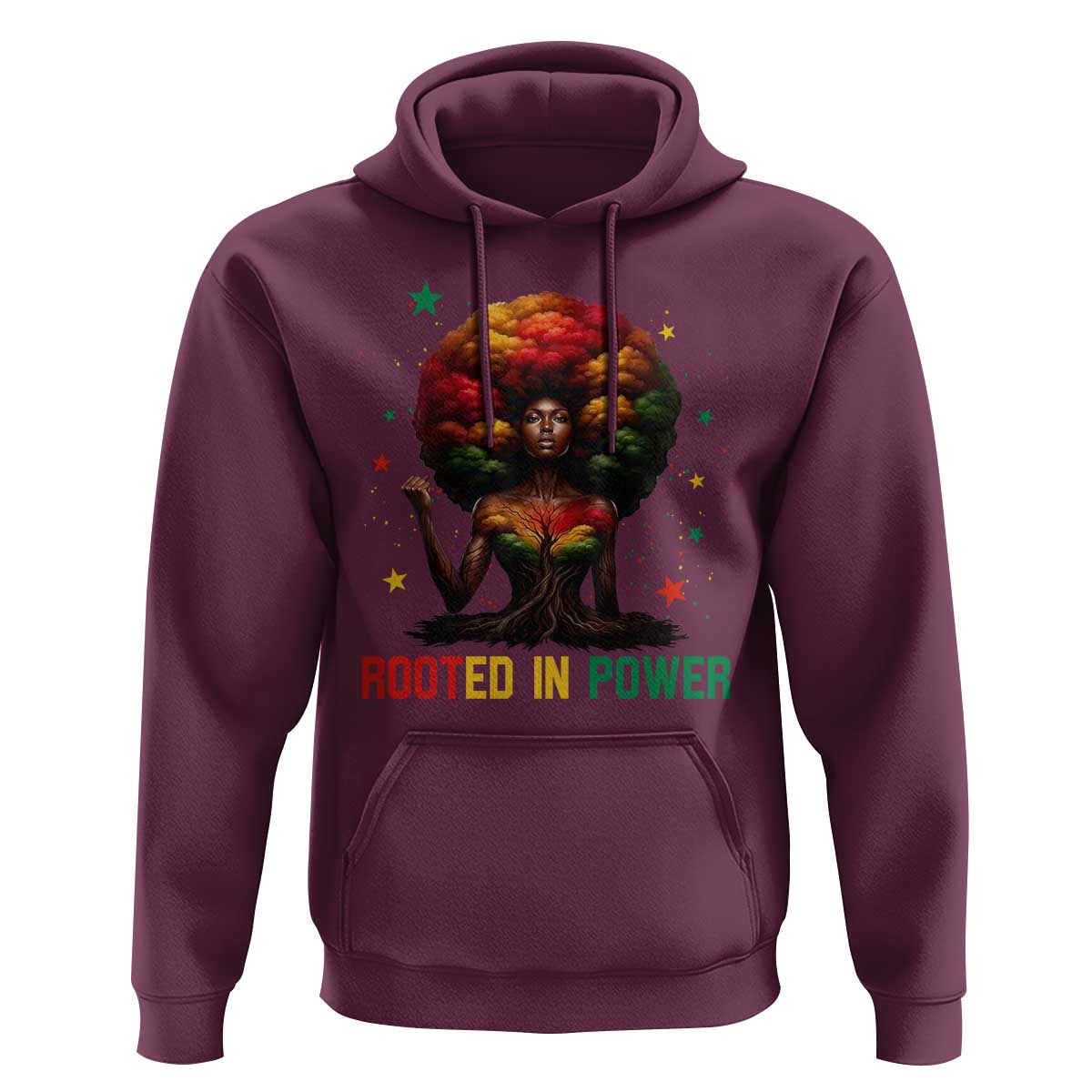 Melanin Queen Rooted In Power Hoodie African American Afro Tree Of Life - Wonder Print Shop