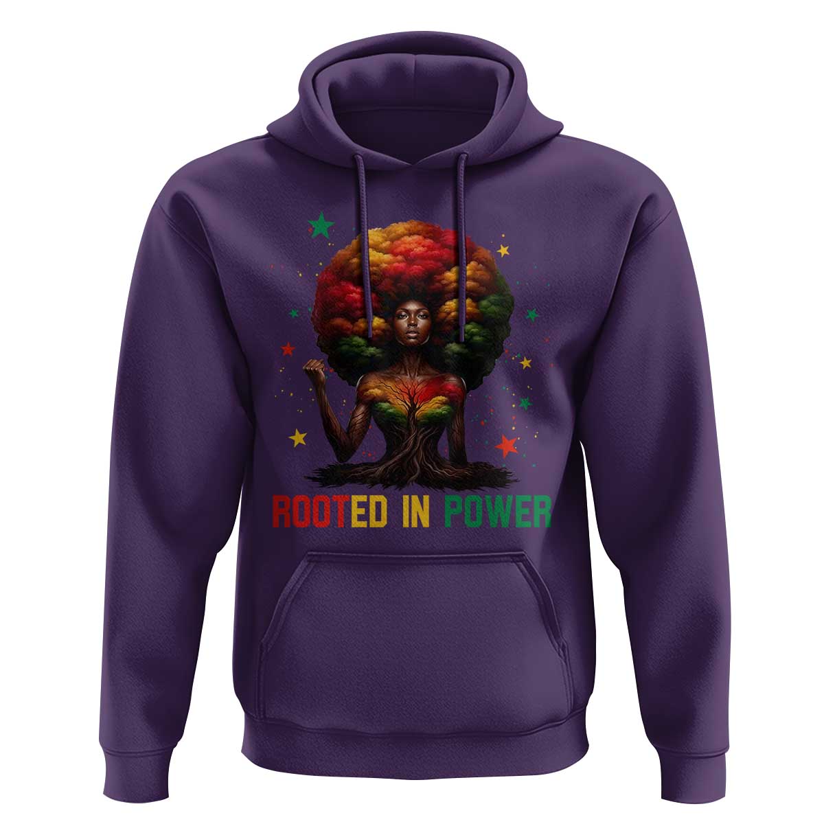 Melanin Queen Rooted In Power Hoodie African American Afro Tree Of Life - Wonder Print Shop