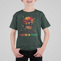 Melanin Queen Rooted In Power T Shirt For Kid African American Afro Tree Of Life - Wonder Print Shop