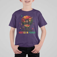 Melanin Queen Rooted In Power T Shirt For Kid African American Afro Tree Of Life - Wonder Print Shop