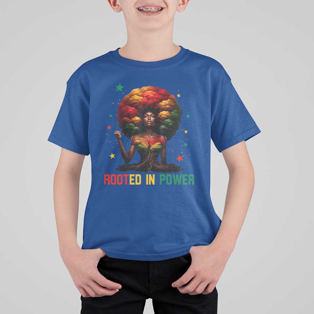 Melanin Queen Rooted In Power T Shirt For Kid African American Afro Tree Of Life - Wonder Print Shop