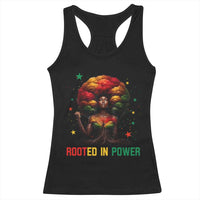 Melanin Queen Rooted In Power Racerback Tank Top African American Afro Tree Of Life - Wonder Print Shop