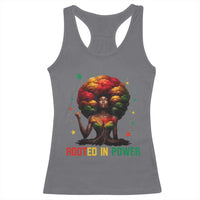 Melanin Queen Rooted In Power Racerback Tank Top African American Afro Tree Of Life - Wonder Print Shop