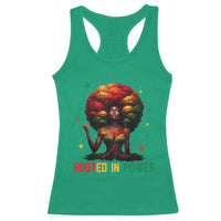 Melanin Queen Rooted In Power Racerback Tank Top African American Afro Tree Of Life - Wonder Print Shop