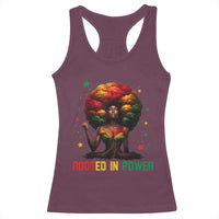Melanin Queen Rooted In Power Racerback Tank Top African American Afro Tree Of Life - Wonder Print Shop