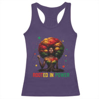 Melanin Queen Rooted In Power Racerback Tank Top African American Afro Tree Of Life - Wonder Print Shop